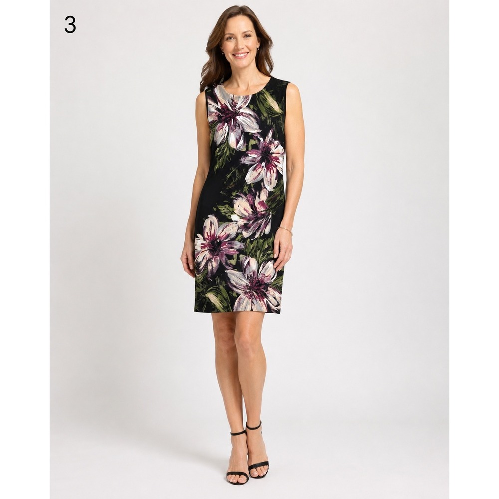 Calvin Klein Career Dress Womens‎ 4 Black Floral Polyester NWT